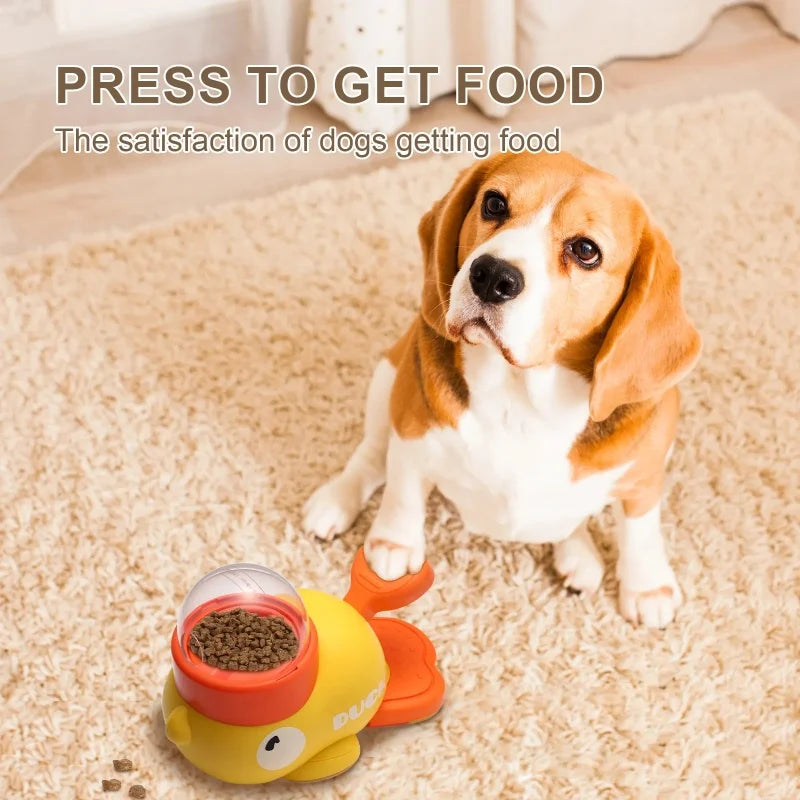 Dog Puzzle Feeder Interactive Pet Food Treat Dispenser Cartoon Duck Design Anti-slip Pet Automatic Feeder Toys for Dog Training StepbyStep