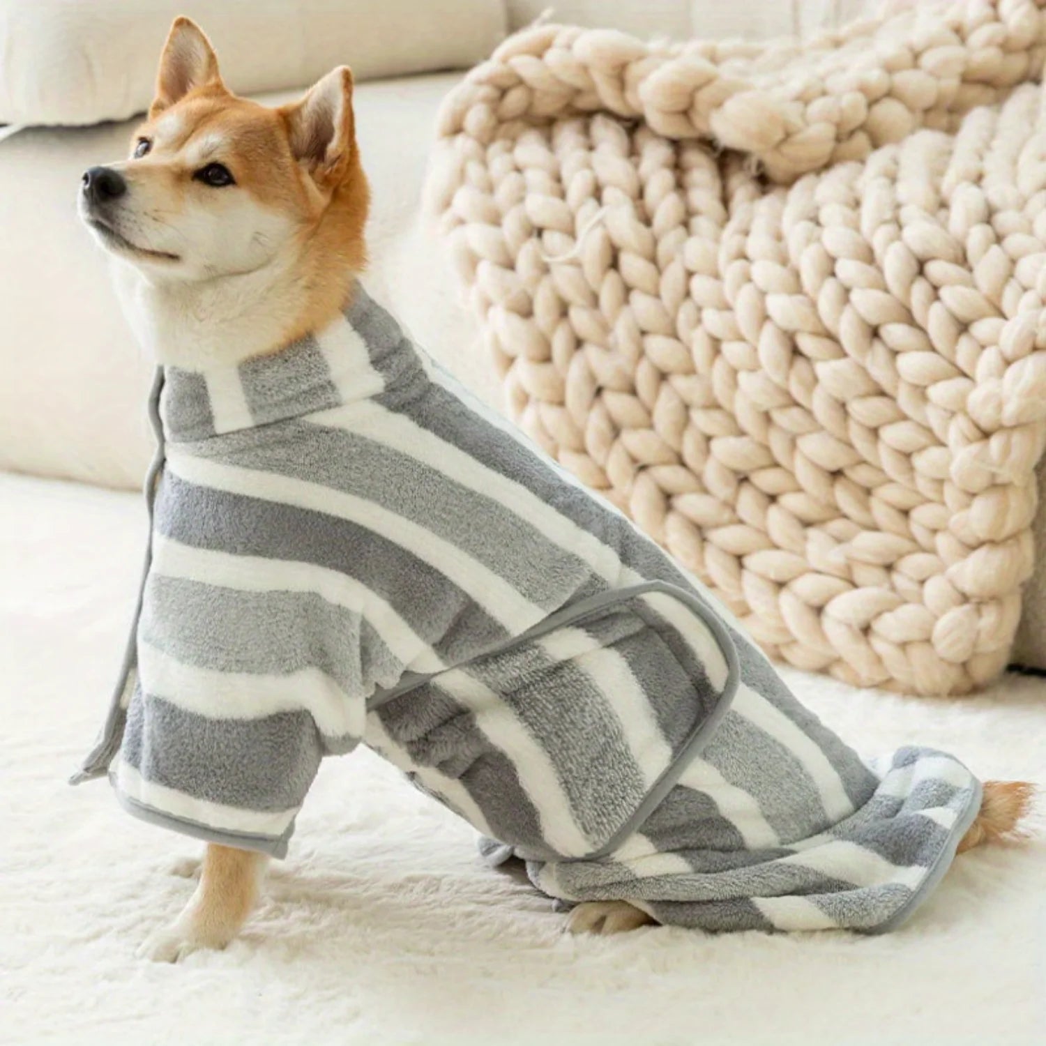 Striped Pattern Pet Bath Towel StepbyStep