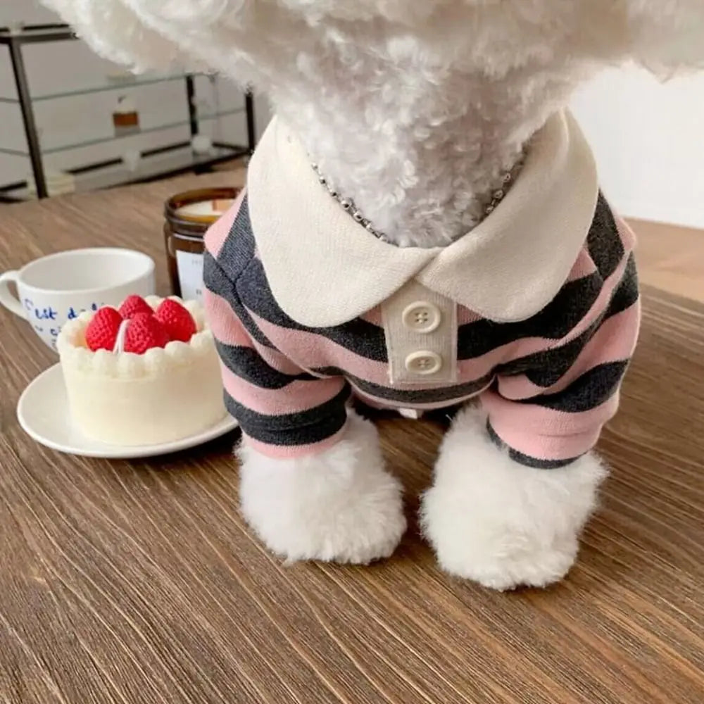 High Quality Soft Dog Clothes Breathable Elastic Puppy Shirt Striped Pattern Leisure Dog T-Shirt Summer StepbyStep