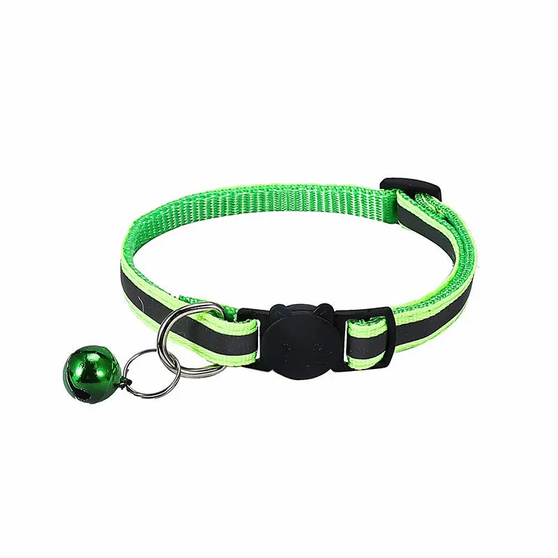 Nylon Reflective Cat Collar with Cartoon Cat Head and Bell stepbystep