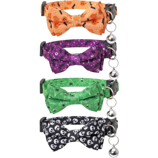 Halloween Cat Collars with Bow Bell StepbyStep