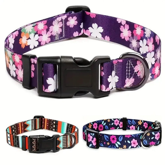 New Adjustable Release Buckle Printed Ribbon Pet Collar StepbyStep