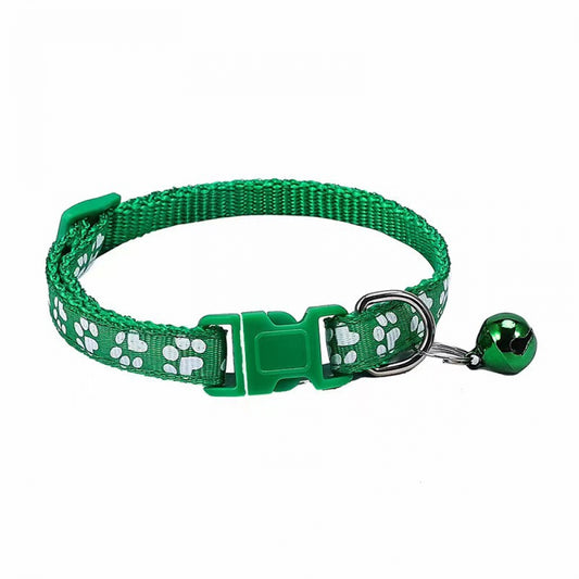 Adjustable Footprint Patch Cat Collar with Bell