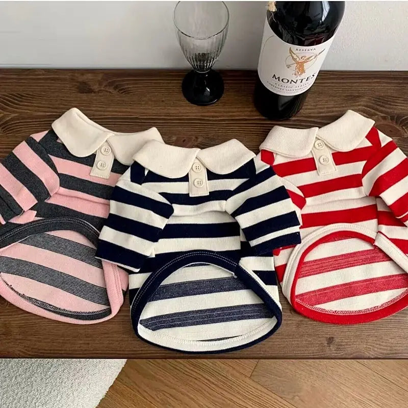 High Quality Soft Dog Clothes Breathable Elastic Puppy Shirt Striped Pattern Leisure Dog T-Shirt Summer StepbyStep