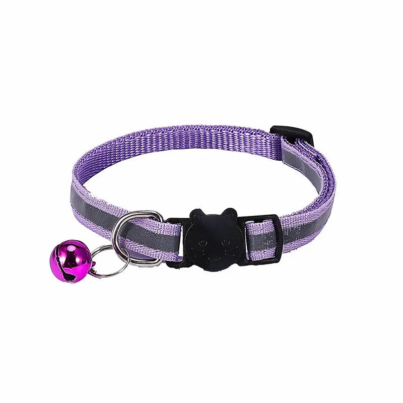 Nylon Reflective Cat Collar with Cartoon Cat Head and Bell stepbystep