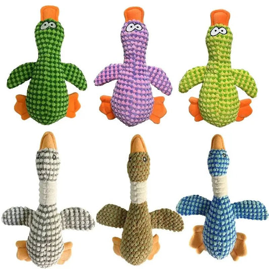 Sound Wild Goose Chew Teeth Cleaning Duck Squeak Toy for Puppy - StepbyStep