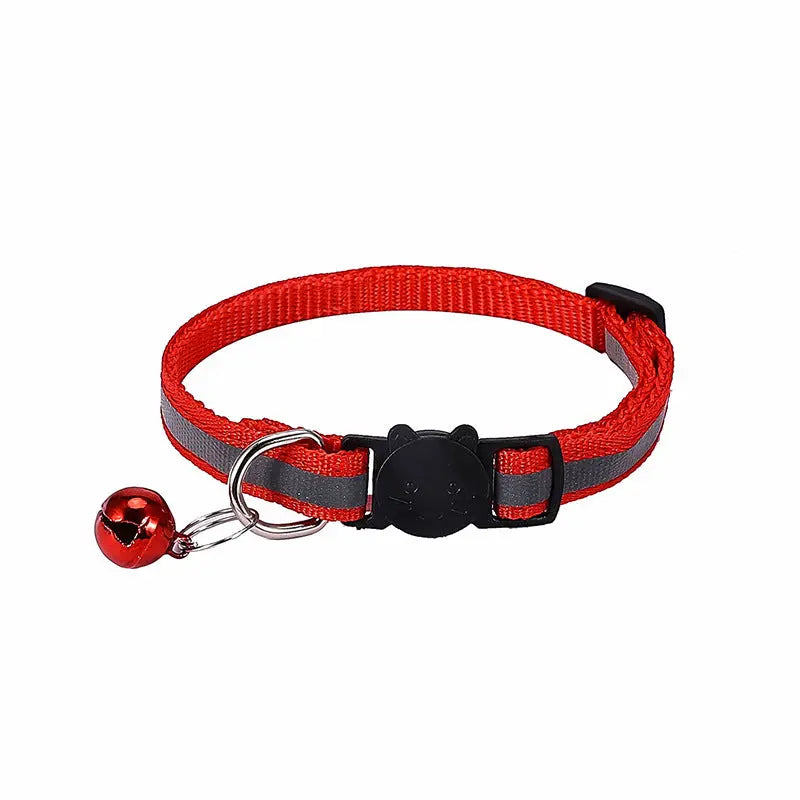 Nylon Reflective Cat Collar with Cartoon Cat Head and Bell stepbystep