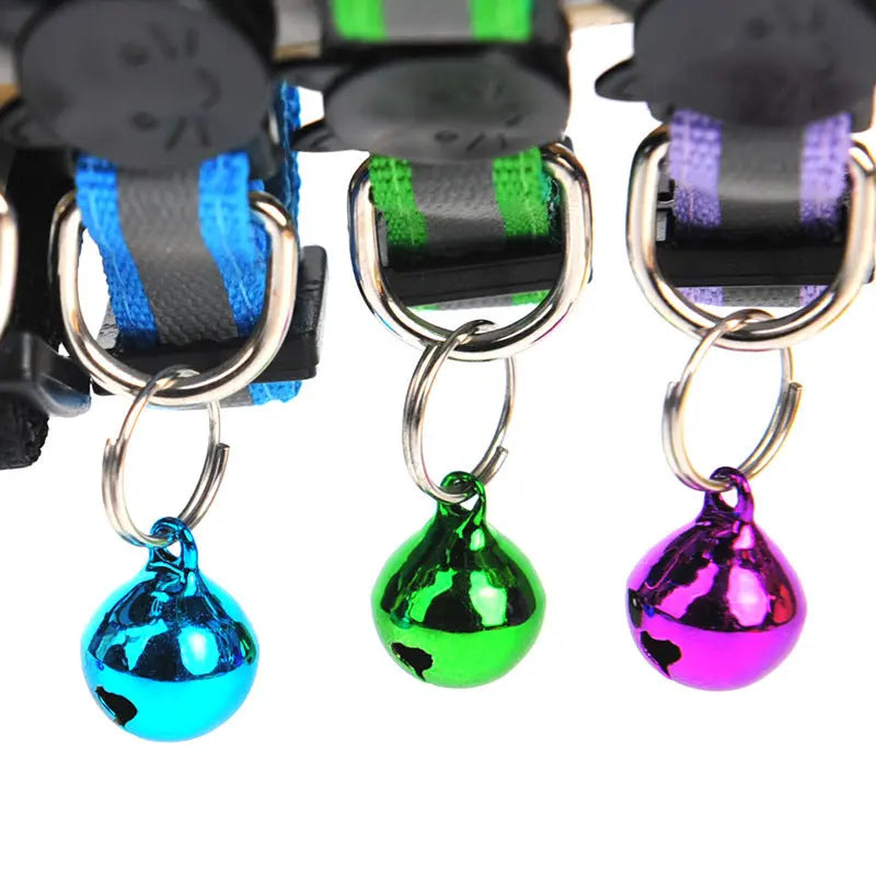 Nylon Reflective Cat Collar with Cartoon Cat Head and Bell stepbystep