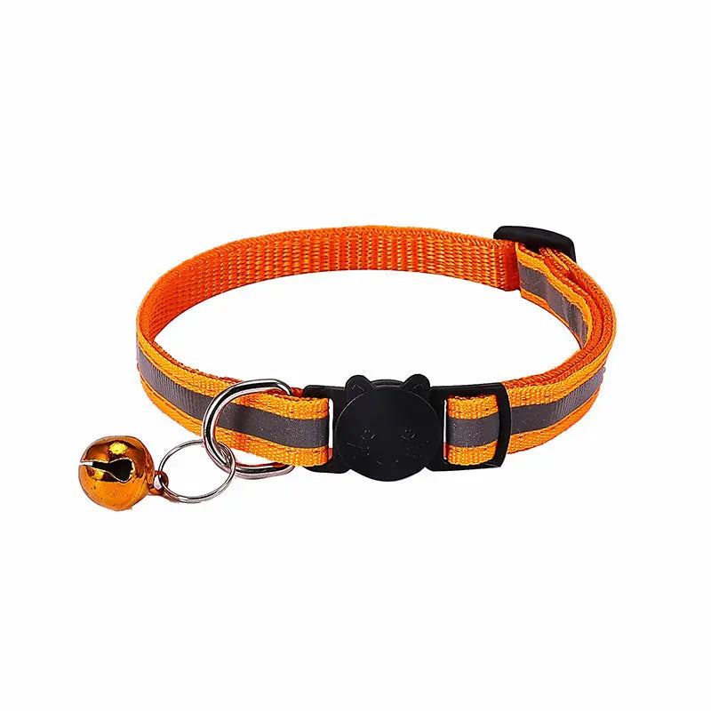Nylon Reflective Cat Collar with Cartoon Cat Head and Bell stepbystep