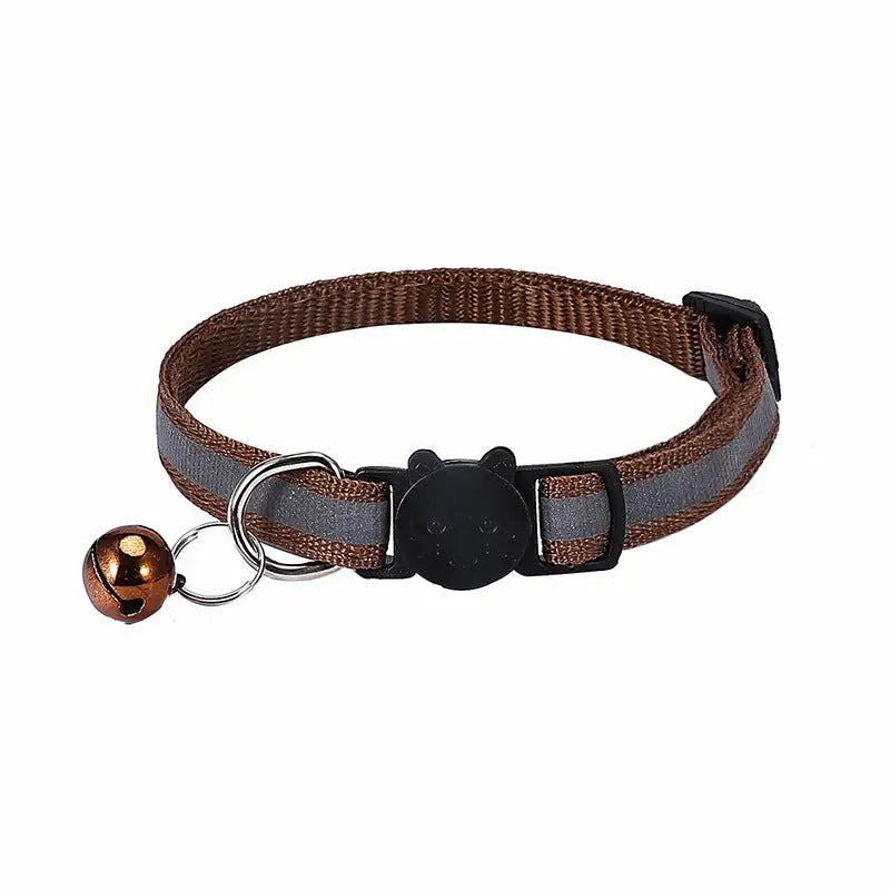 Nylon Reflective Cat Collar with Cartoon Cat Head and Bell stepbystep